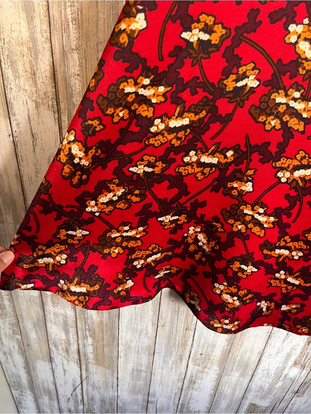 NWT Ann Taylor Red Floral A-Line Midi Skirt Fall Autumn Size 0 - Picture 3 of 6